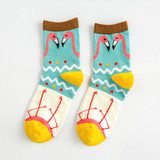 Harajuku Women Funny Socks Cartoon Animal Flamingo Cute Socks bird Cotton Short Anke Sock Skate Socks skarpetki damskie Sokken