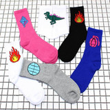 Harajuku Style Funny Patterned Socks Hipster Fire Dinosaur Print Short Art Socks Sporty Women Pink Pistol Ankle Socks Female SOX Harajuku Style Funny Patterned Socks Hipster Fire Dinosaur Print Short Art Socks Sporty Women Pink Pistol Ankle Socks Female SOX