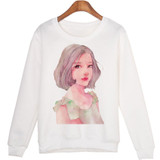 Harajuku Hoody Women Casual Hoodies Cute Cartoon Cat Print Jumper Long Sleeve O-neck Sweatshirt For Women Hooded