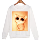 Harajuku Hoody Women Casual Hoodies Cute Cartoon Cat Print Jumper Long Sleeve O-neck Sweatshirt For Women Hooded