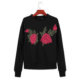 Harajuku Flowers Embroidery Black Sweatshirt Women Tops 2017 Autumn New Long Sleeve O-neck Casual Pullover Womens Moletom Tops