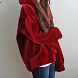 Harajuku Fashion Autumn/Winter Thick Loose Hoodie Sweatshirt Large Size Casual Sweatshirt Wine Red Hoodies Pullover Women TT3178