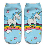 Harajuku emoji socks Unicorn Print 3D Funny Socks Women Kawaii Low Cut Ankle Short Licorne Cute Art Socks Hot Sale JH935223