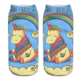 Harajuku emoji socks Unicorn Print 3D Funny Socks Women Kawaii Low Cut Ankle Short Licorne Cute Art Socks Hot Sale JH935223