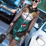 Harajuku Dress Holographic Festival Rave Outfits Clothes Wear Eye Patches Loose Shirt Dress Women Black Bird Patches Mesh Dress