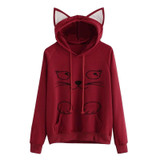 Harajuku Bts Women Lovely Cat Hoodies Sweatshirt Pink Kawaii with ears Autumn Long Sleeve Hooded Pullover Tops sudadera mujer