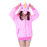 Harajuku 2018 New Fashion Cartoon Unicorn Sweatshirts Tracksuits Novelty Women Hooded Hoodies Unicornio Moletom Jacket