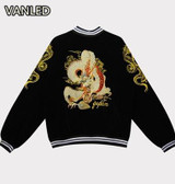 Harajuku 2017 Punk Japanese Yokosuka Embroidery Dragon Zipper Bomber Baseball Jacket Lovers Jacket