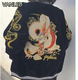 Harajuku 2017 Punk Japanese Yokosuka Embroidery Dragon Zipper Bomber Baseball Jacket Lovers Jacket