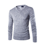 NIBESSER 2017 Men Pullover Sweater Plush Long Sleeve V-Neck Sweater Casual Slim Solid Color Soft Sweater Autumn