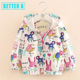 Next 2017 New Spring Baby Coat And Jacket For Girls Cartoon Graffiti Hooded Windbreaker For Girls Clothes Full Sleeve Outerwear