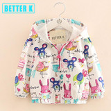 Next 2017 New Spring Baby Coat And Jacket For Girls Cartoon Graffiti Hooded Windbreaker For Girls Clothes Full Sleeve Outerwear
