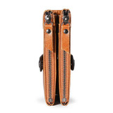 Men's Fashion Genuine Leather RFID Multi Card Slots Double Zippers Short Wallet