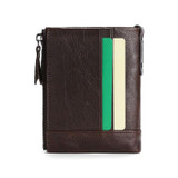 Men's Genuine Leather RFID Multi Card Slots Double Zippers Wallet