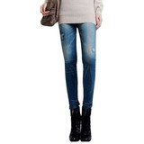 Newly Women Stretch Faux Denim Jeans Leggings  Skinny Slim Pencil Pants