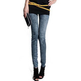 Newly Women Stretch Faux Denim Jeans Leggings  Skinny Slim Pencil Pants