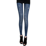Newly Women Stretch Faux Denim Jeans Leggings  Skinny Slim Pencil Pants