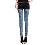 Newly Women Stretch Faux Denim Jeans Leggings  Skinny Slim Pencil Pants