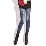 Newly Women Stretch Faux Denim Jeans Leggings  Skinny Slim Pencil Pants