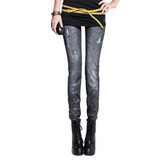 Newly Women Stretch Faux Denim Jeans Leggings  Skinny Slim Pencil Pants