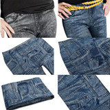 Newly Women Stretch Faux Denim Jeans Leggings  Skinny Slim Pencil Pants
