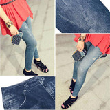 Newly Women Stretch Faux Denim Jeans Leggings  Skinny Slim Pencil Pants