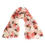 Newly Fashion Stylish Rose Print Womens Voile Long Stole Scarves Floral Shawl Scarf Wrap Lady Shawl Chiffon Scarf Women No83