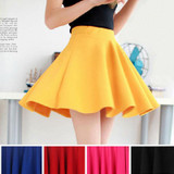 Newly Design Fashion Skirts Sexy Women High Waist Plain Style Skater Flared Cotton Mini Skirt Loose Candy Color Pleated Hot D007