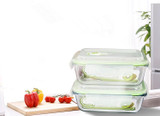 Newly 2PC Lunchbox Glass Food Container Bento Microwave Lunchbox Dinnerware Sets Outdoor Picnic Food Storage Portable Tableware