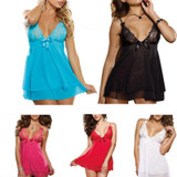 Newest Womens Ladies Sexy Lingerie Lace Dress Underwear Babydoll Sleepwear+G-string