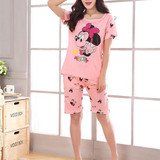 Newest Women Casual Pajamas Set Cartoon printing Round Neck Short sleeve Pyjamas Summer lovely Nightwear cozy sleepwear Suit