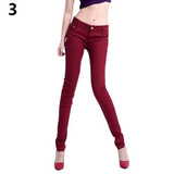 Newest Women Candy Color Casual Skinny Jeans Pencil Pants Stretchy Jeans