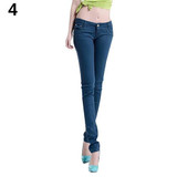 Newest Women Candy Color Casual Skinny Jeans Pencil Pants Stretchy Jeans
