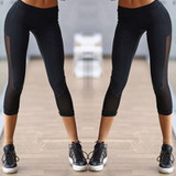 New Stylish Women Fitness Leggings Stretch Slim Mesh Patchwork Capri Pant Trousers Fashion Women Skinny Calf-Length Pencil Pants