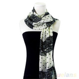 NEW Stylish Girl Long Soft Silk Chiffon Scarf  Stripe Polka Dot Shawl Scarve For Women Hot Sale 00L9