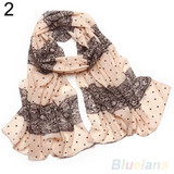 NEW Stylish Girl Long Soft Silk Chiffon Scarf  Stripe Polka Dot Shawl Scarve For Women Hot Sale 00L9
