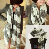 NEW Stylish Girl Long Soft Silk Chiffon Scarf  Stripe Polka Dot Shawl Scarve For Women Hot Sale 00L9