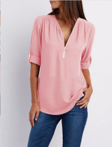 New Style V-Neck Long Sleeve Blouse Chiffon Blouse Fashion Ladies Women Casual Tops Shirt Women Summer Loose Top blusa feminina