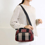 Women's Casual Contrast Color Waterproof Nylon Bags Multifunctional Multi-pocket Zipper Handbags