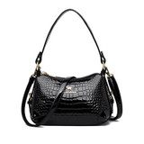 Women's Casual Crocodile Pattern Solid Waterproof Bags Large Capacity High Quality Zipper Handbags