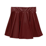 New Style NewLady Girls Faux Leather Skirt  High Waist Skater Flared Pleated Short Mini Skirt Hot Sale