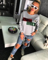New Style in Autumn 2017 Women Winter Autumn Sequined Jumper Sweater Hooded Pullover Tops