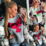 New Style in Autumn 2017 Women Winter Autumn Sequined Jumper Sweater Hooded Pullover Tops