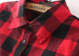 New Style Fashion Hot Fashion Women Long Sleeve Blouse Plaid Print Shirt Single Breasted Cotton Shirt