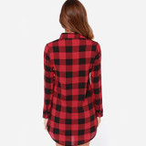New Style Fashion Hot Fashion Women Long Sleeve Blouse Plaid Print Shirt Single Breasted Cotton Shirt