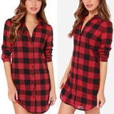 New Style Fashion Hot Fashion Women Long Sleeve Blouse Plaid Print Shirt Single Breasted Cotton Shirt