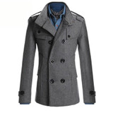 New Style 2017 Winter Casual Double Breasted Coat Men Stand Collar Slim Fit Long Trench Coat Mens Wool Pea Coat Manteau Homme