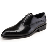 PJCMG Spring/Autumn Genuine Leather Oxford Carved Lace-Up Business Pointed Toe High Quality Men Dress Flats Men Shoes