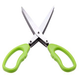 PHFU Steel Kitchen Knives Multi functional Stainless 5 Layers Scissors Sushi Shredded Scallion Cut Herb Spices Scissors