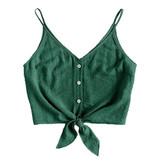 Feitong Women Crop Tops Sexy Strappy Button Sleeveless Bow Crop Top Vest Tank Shirt Blouse Tops Camisole regata feminino 2018